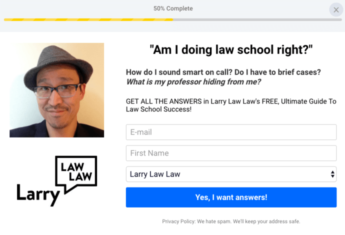 capture d'écran du lead magnet de Larry Law law