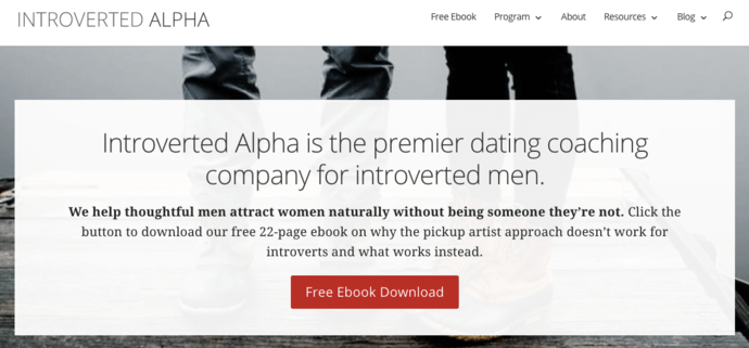 capture d'écran du lead magnet sur le site Introverted alpha