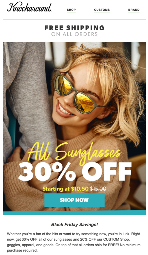 Black Friday email from Knockaround