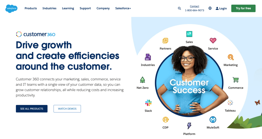 A screenshot of the product page for Salesforce CRM
