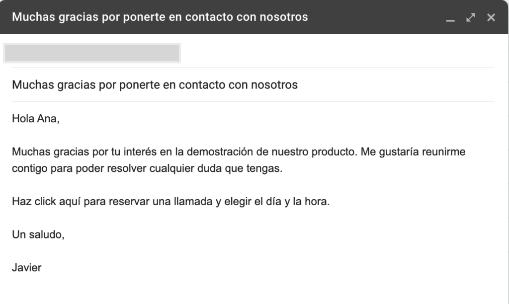 Ejemplo de correo electrónico de contacto inicial