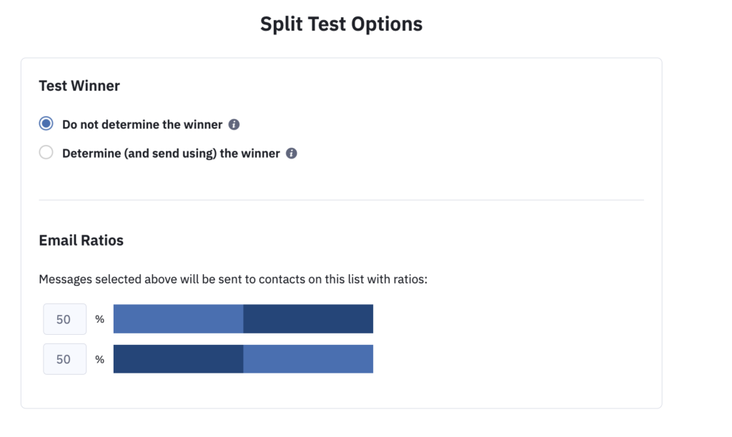 Split Test Options