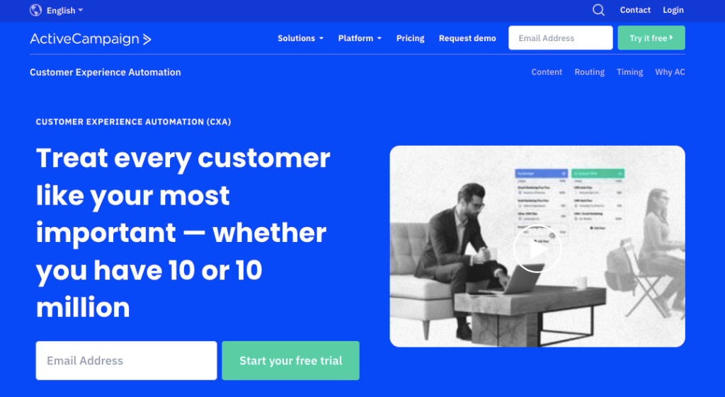 Customer experience automation page by ActiveCampaign