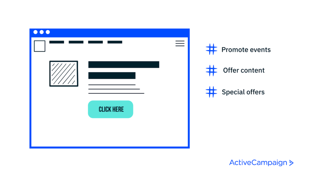 An email newsletter with annotations