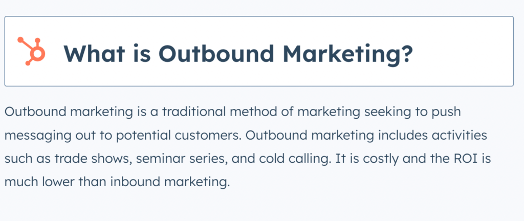 HubSpot Outbound Marketing Definition