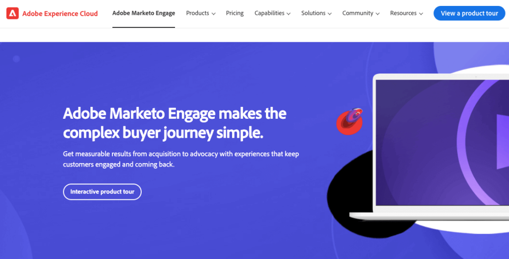 Homepage of the Marketo website