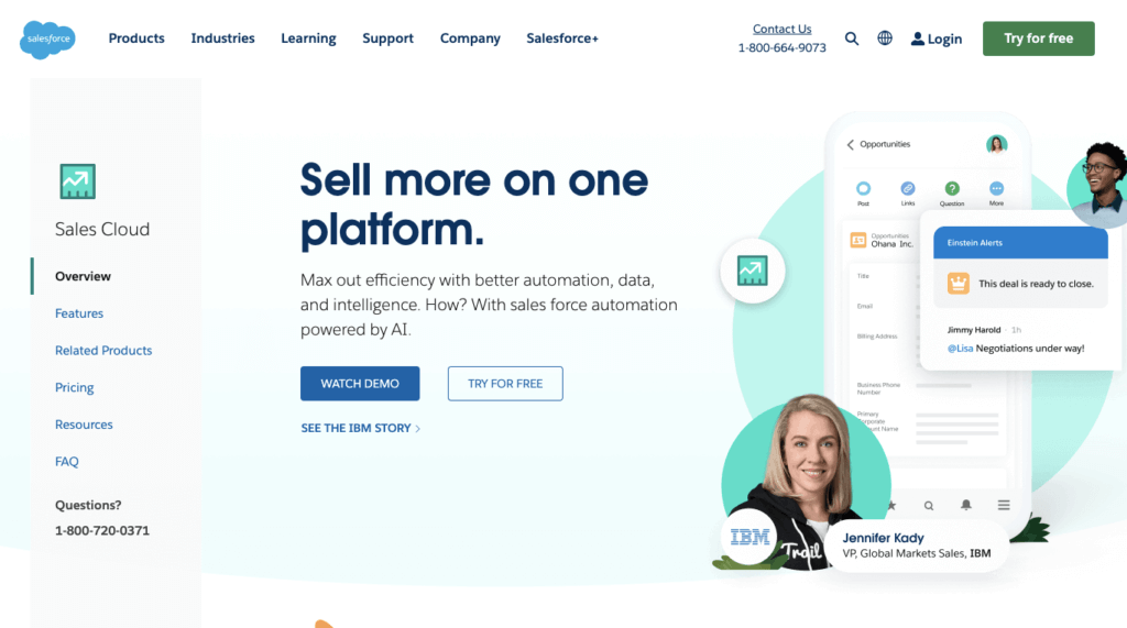 Product page for Salesforce Sales Cloud