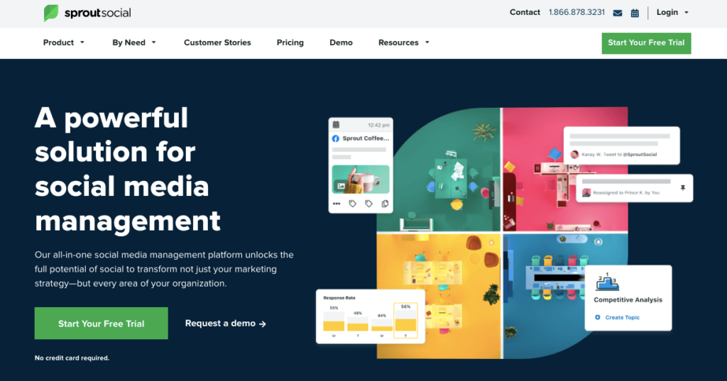 Homepage of SproutSocial website