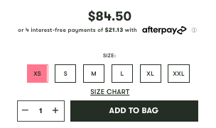 ban.do product page with Afterpay