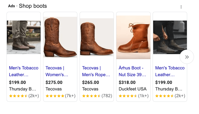 Google page ads for boots