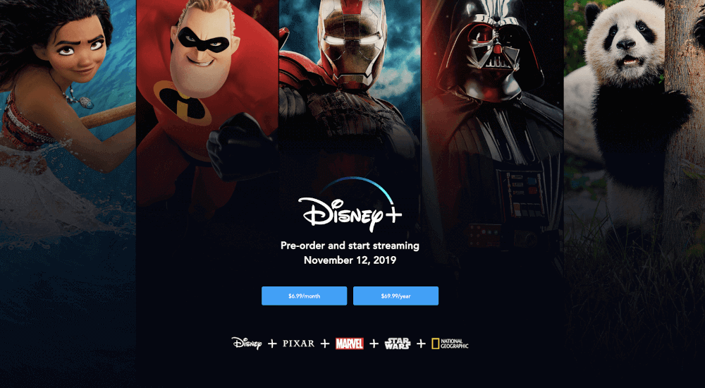 Pre-order page for Disney+ launch