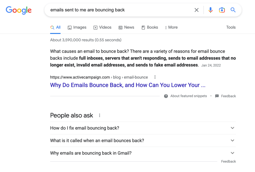 Google Search For Bounced Emails