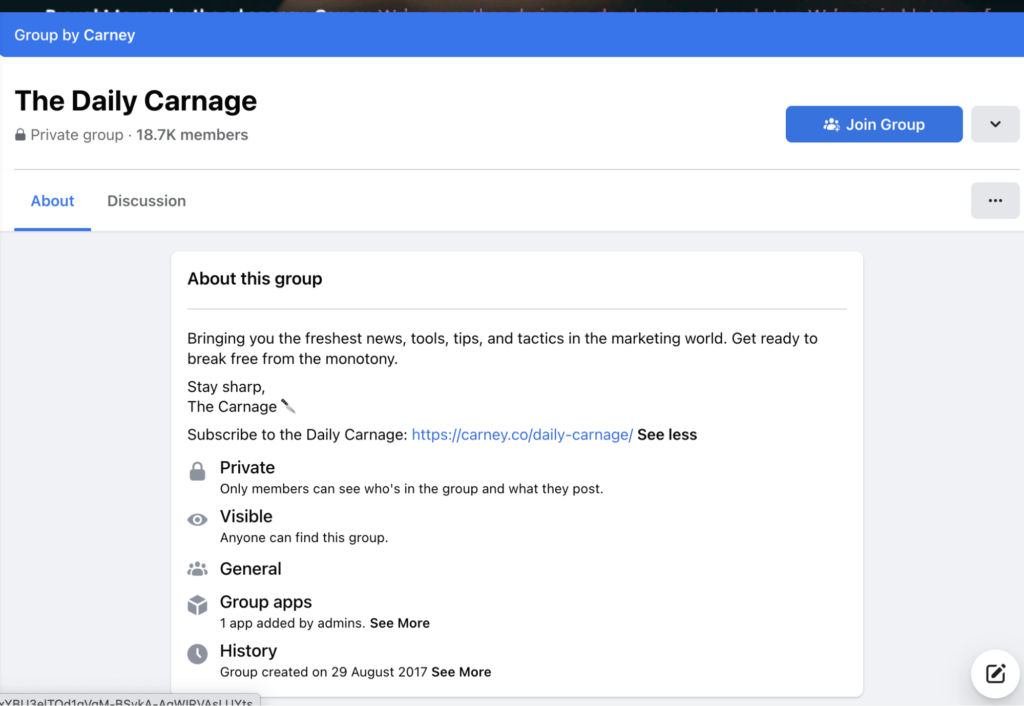 The Daily Carnage Facebook Group