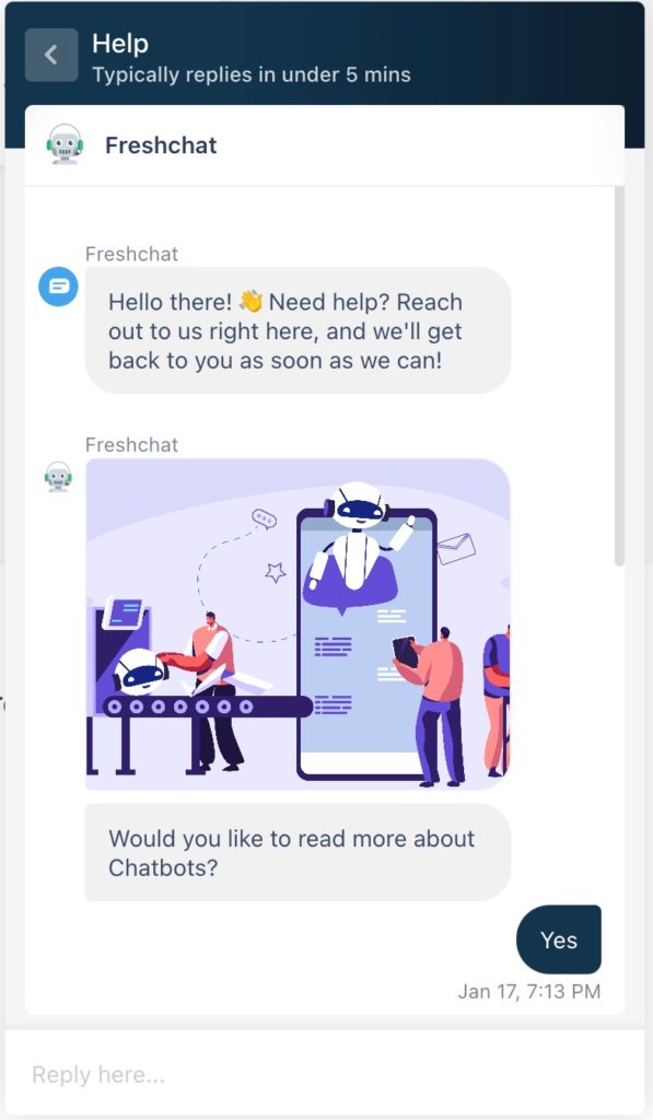 Freshdesk’s chatbot has a proactive chat that offers help and guidance