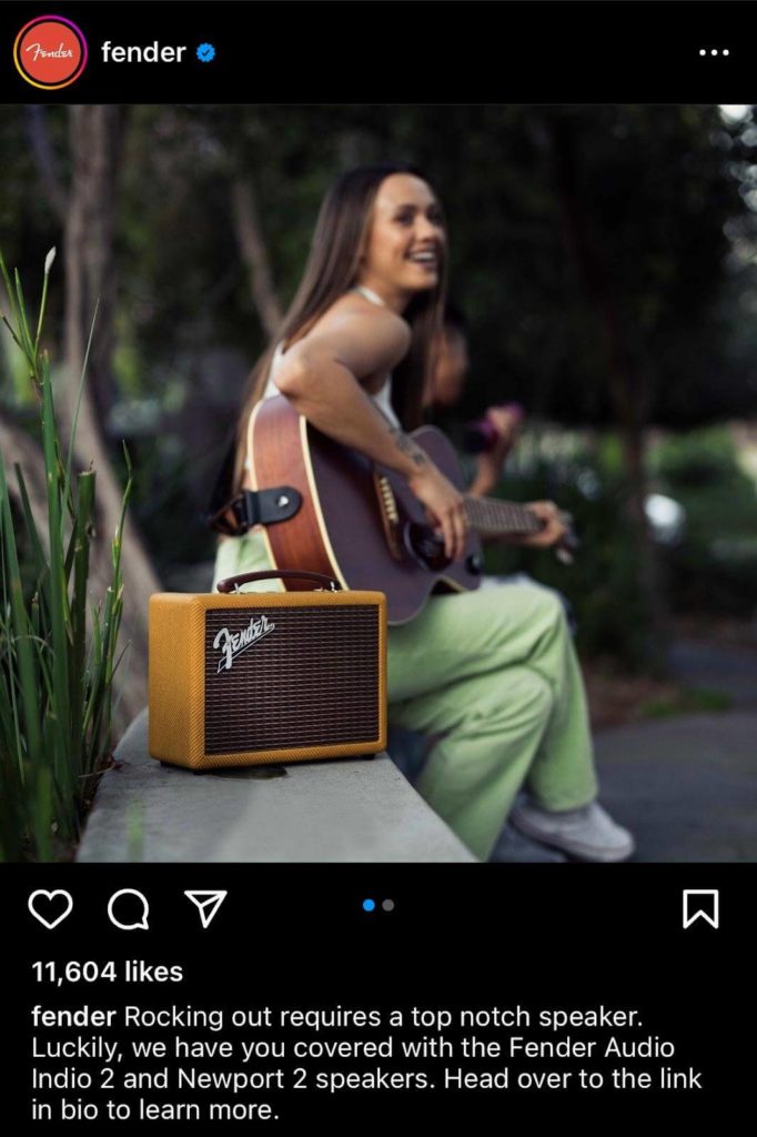 Instagram post of Fender amplifier