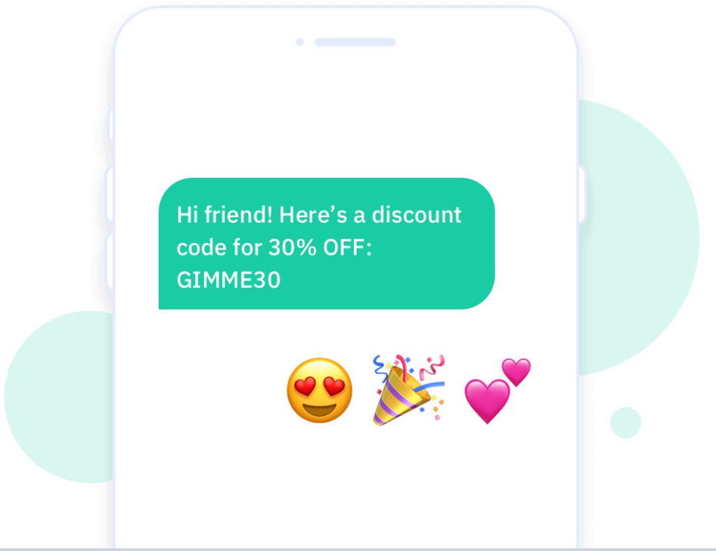 Smartphone showing discount code text