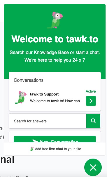 Tawk.to can knowledge base articles in the chatbox