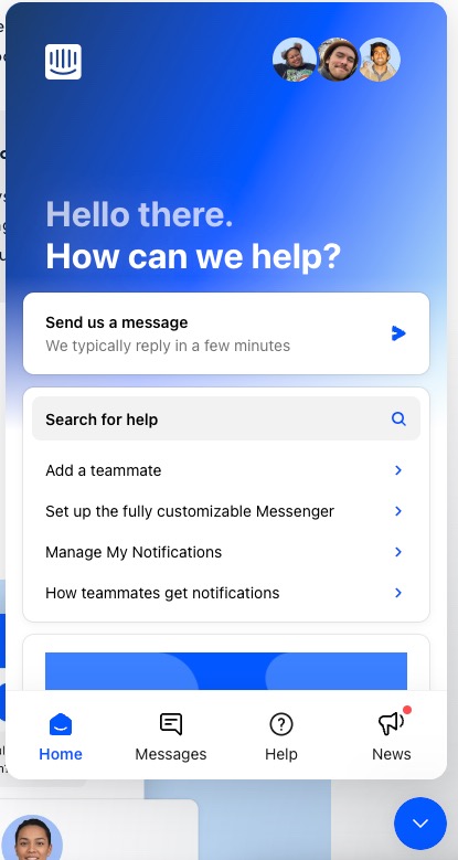 Intercom’s chat window provides plenty of options to get help