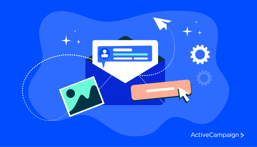 Illustration with icons representing email