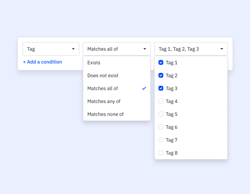 Segment for multiple tags at once in the segmentation builder.