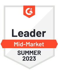 Mid-Market Leader Summer 2023 G2 Badge