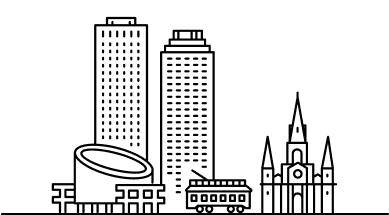 Line drawing of New Orleans city skyline