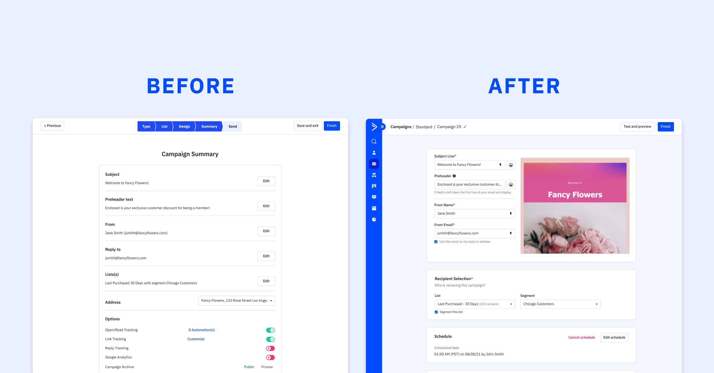 A look before and after the new campaign workflow