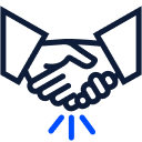 Line drawing of an affirmative handshake