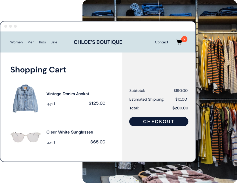 Example of an online shopping cart screen.