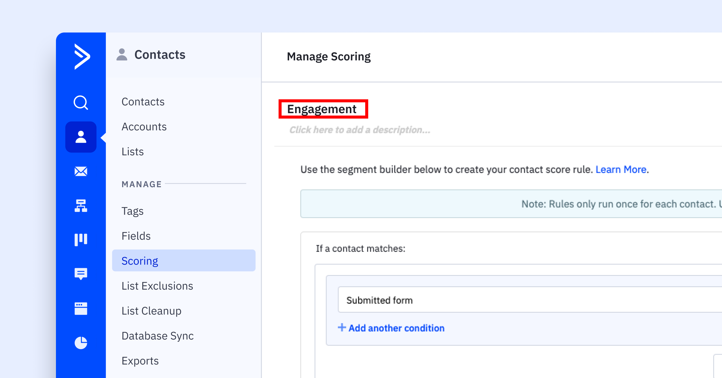 scoring rules in activecampaign