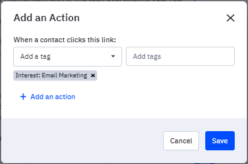 add an action on activecampaign