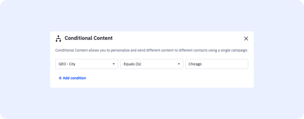 Conditional content form in ActiveCampaign