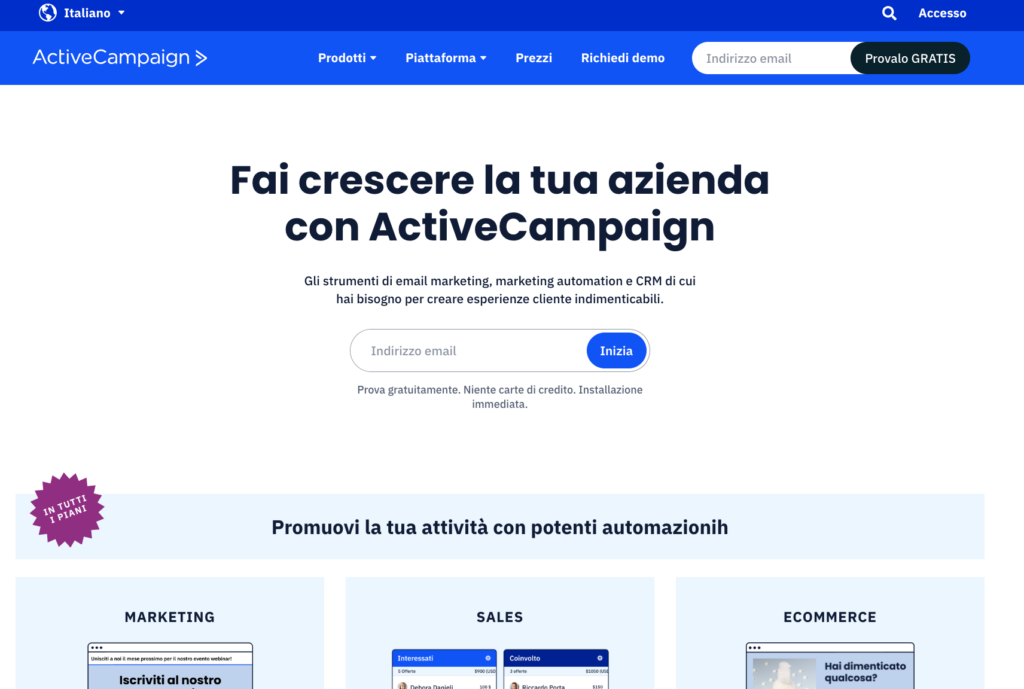 IT ActiveCampaign homepage