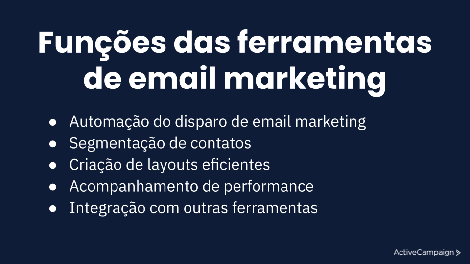 funções das ferramentas de email marketing