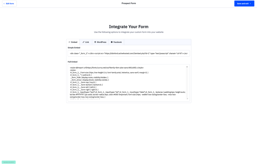 Integrate Your Form box in ActiveCampaign