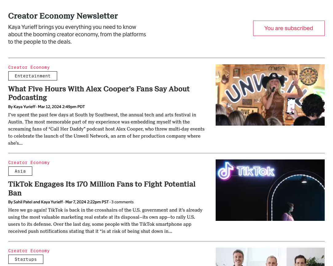 the information's creator economy newsletter