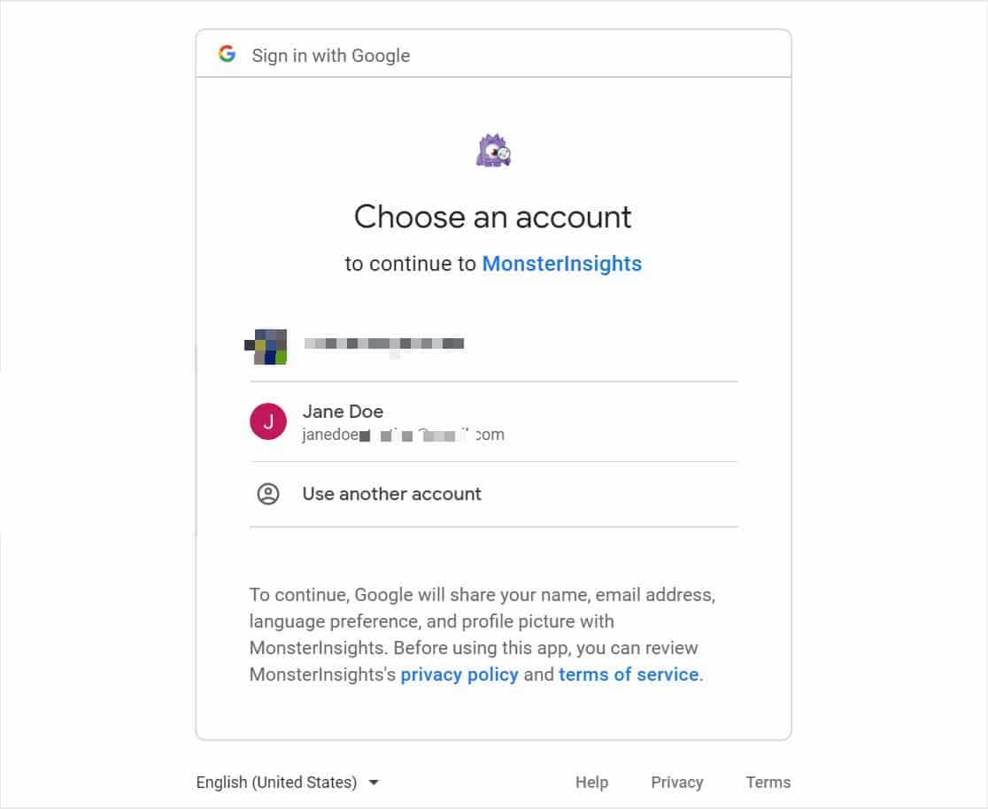 choose a google account