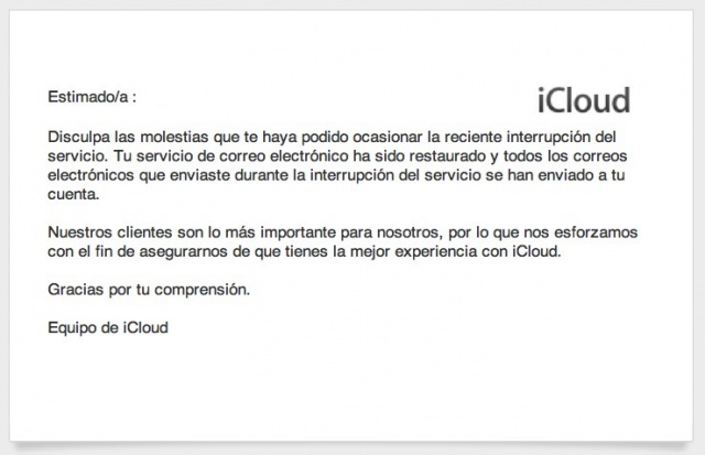 Un email de iCloud