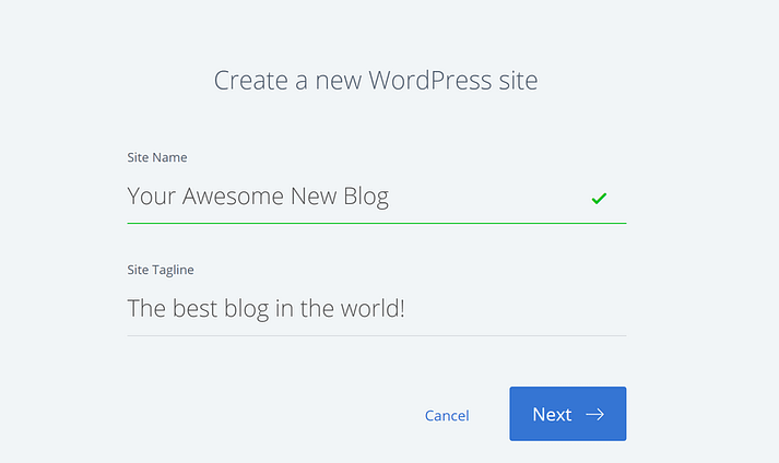 creating a wordpress blog site name and tagline