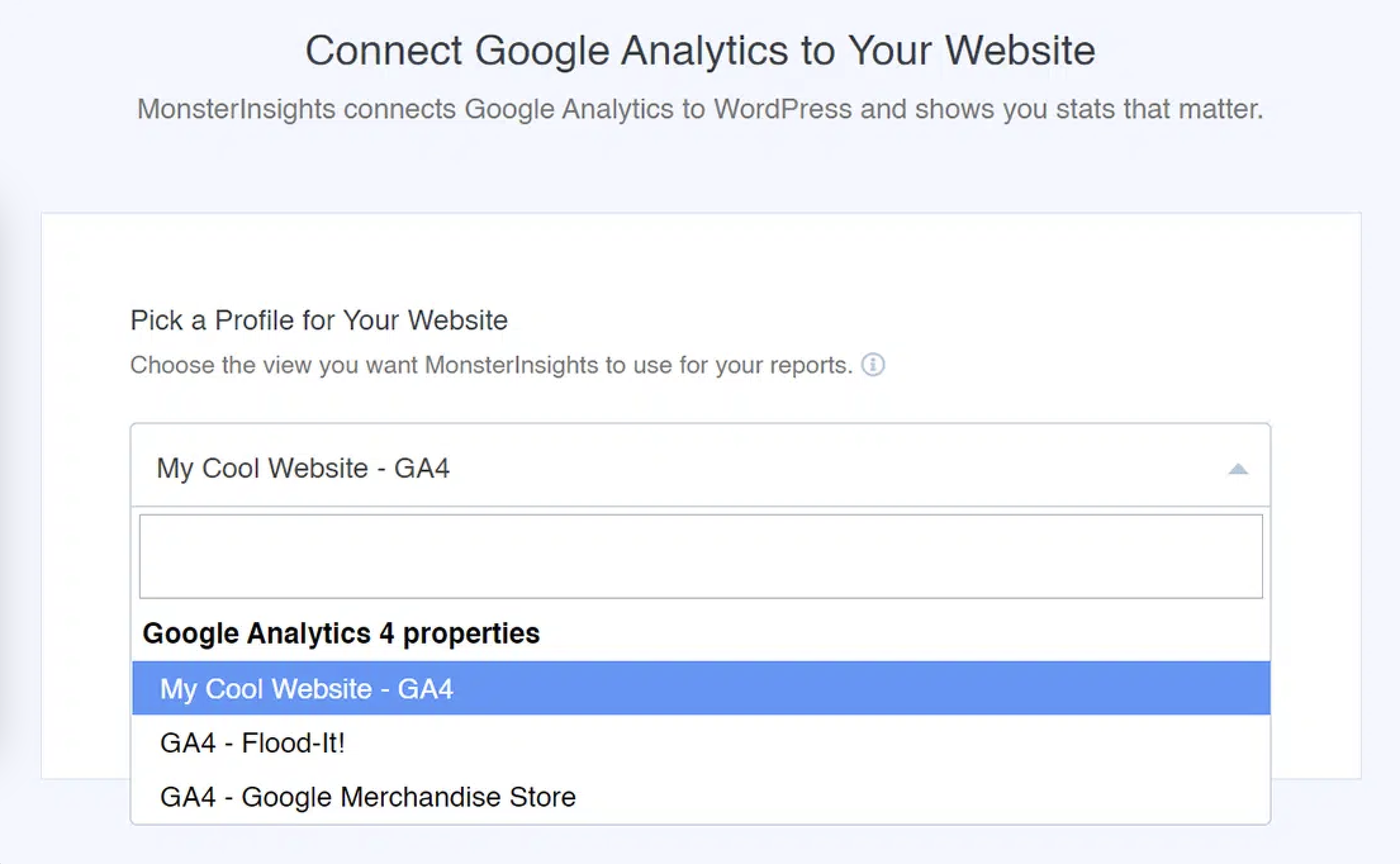 profile selection google analytics