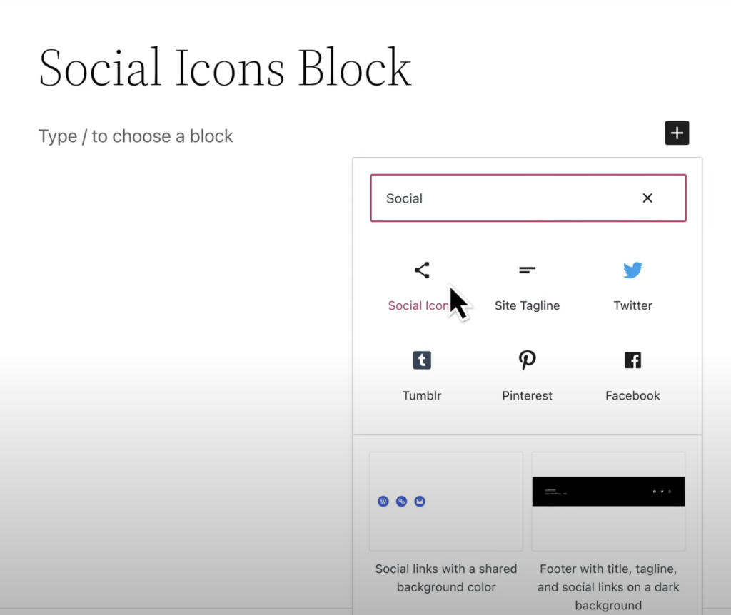 social icons block wordpress