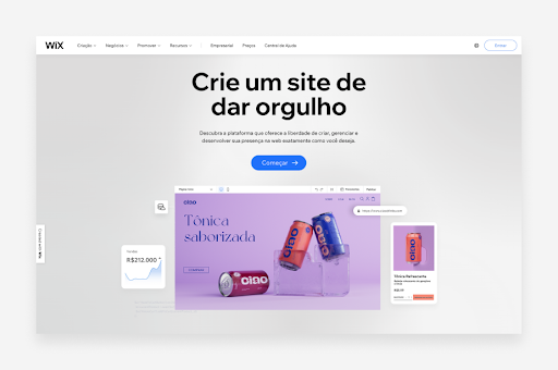 Wix Portuguese home page